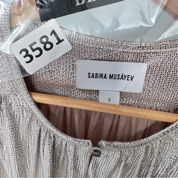 Sabina Musayev Shimmering Gold Metallic Mini Dress Small Short Sleeves Wedding - Picture 5 of 15